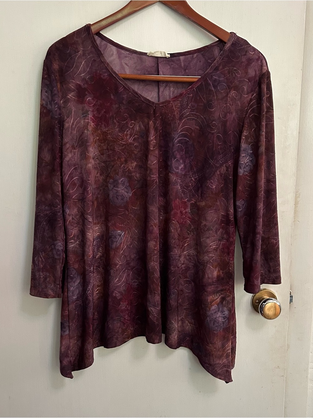 VTG 90s Fairy Witchy Top Womens L Purple Boho Whimsigoth Grunge 3/4 Sleeves Y2K